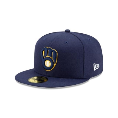 Milwaukee Brewers Gorra | New Era MLB Authentic Collection 59fifty Fitted Cap Mexico - Azules